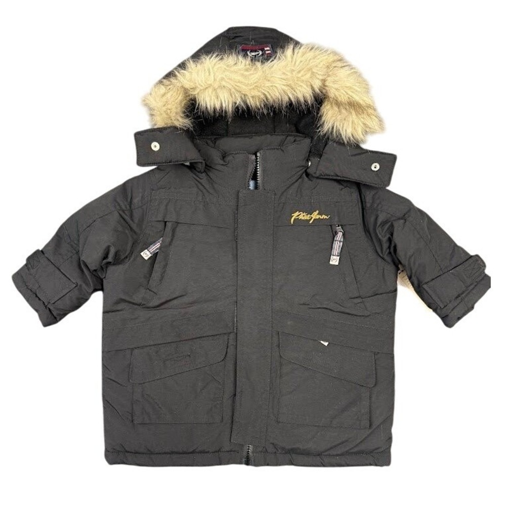 Vintage Phat Farm Boys Winter Puffer Jacket Black Size 6-12 Months